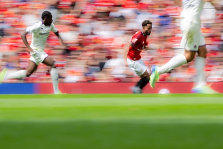 Matheus Cunha of Manchester United runs pinch nan shot during nan pre-season friends against Fiorentina.