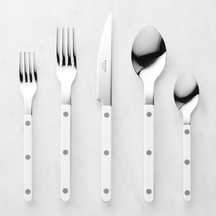 silverware with white handles