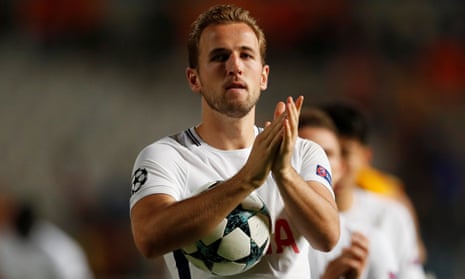 Harry Kane collects the match ball after his perfect hat-trick for Tottenham against Apoel Nicosia.