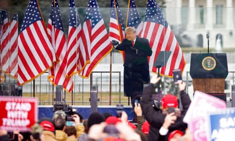Donald Trump delivers a speech on 6 January 2021, before the riot erupted