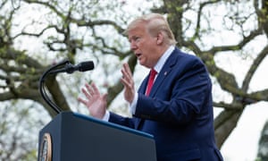 Donald Trump in the Rose Garden at the White House on 29 March. 