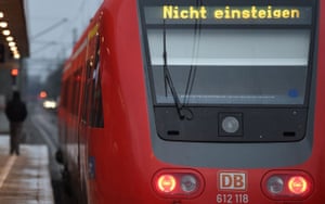 A regional train, bearing the message ‘do not get in’ during a warning strike of railworkers on 10 December 2018.