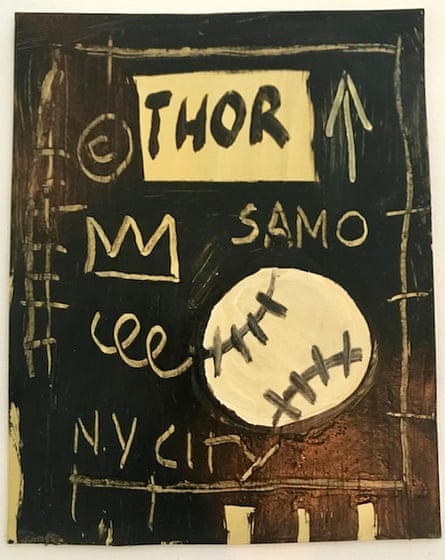 An image of a bogus Basquiat painting released with the indictment of Righter.