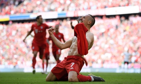 Franck Ribéry celebrates after scoring Bayern Munich's fourth goal.