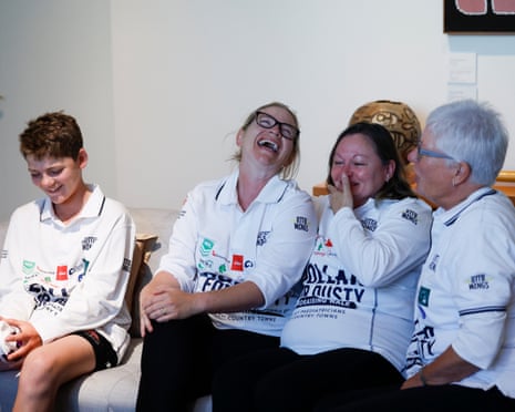 Dusty Langby, Sarah Langby and Registered Nurses Nichole Callan and Christine Letton meet Prime Minister Anthony Albanese at Parliament House after walking more than 500km from Warren in regional north-west NSW