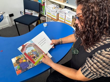 Mt Cook School principal Adrianne McAllister with early reader At the Marae. Wellington, New Zealand, November 2025