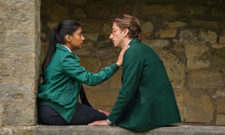 Contrived … Charithra Chandran as Amelia and Sebastian Croft as Archie in How to Date Billy Walsh.