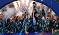 Sydney FC raise the trophy after beating Melbourne City 1-0 to win the 2024 A-League Women Grand Final .
