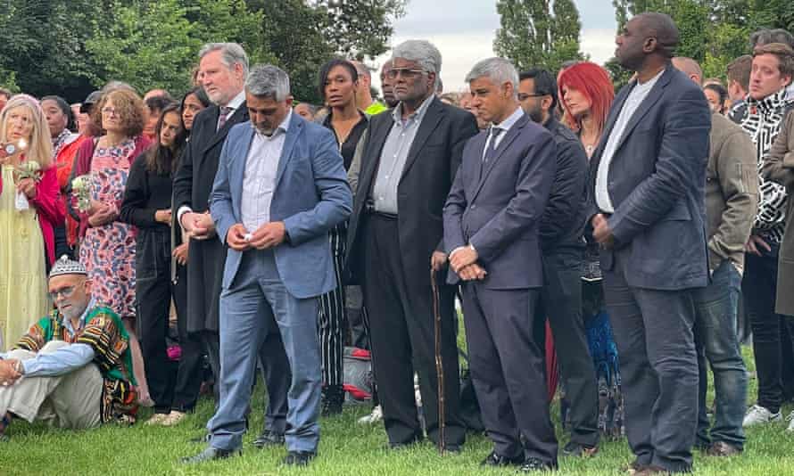 Mayor of London Sadiq Khan (centre right) and shadow justice secretary David Lammy at the Reclaim These Streets vigil for Bibaa Henry and Nicole Smallman in Fryant Country Park, Wembley, North London.