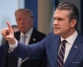 Hegseth speaking at the White House with President Trump in background