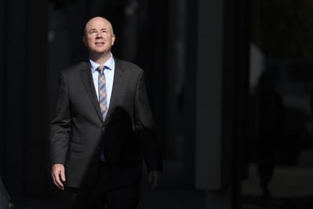 Simon Patterson leaves Latrobe Valley Magistrates’ Court on May 2, 2025