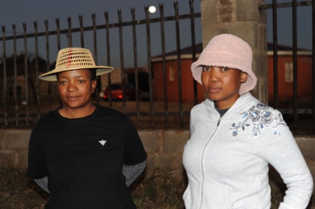 From left, Nyefolo Mathinya and Liteboho Thahamane who are both seeking work at Morama Holdings cannabis plant in Letsatsing.