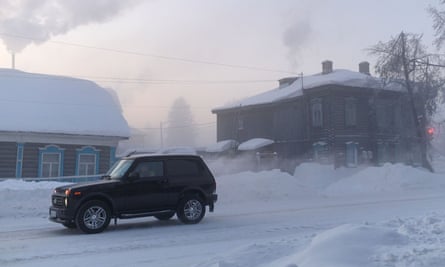 A snow-covered road in Russia's Omsk region on Wednesday.