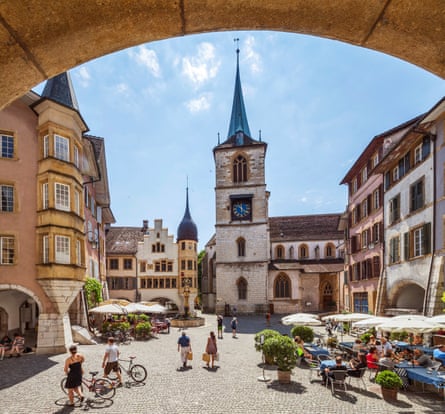 Medieval square in Swiss town
