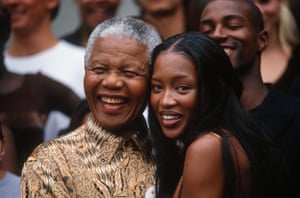 With Nelson Mandela at the Versace show in Cape Town, 1998