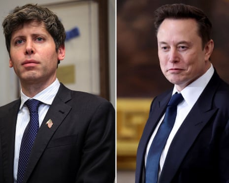Composite image showing Sam Altman (left) and Elon Musk