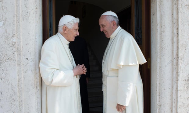 Pope Francis, right, with Pope Emeritus Benedict XVI at Vatican City.