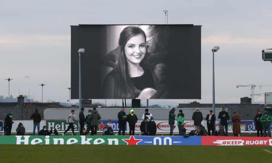 An image of Ashling Murphy displayed at the Sportsground, Galway, 15 January 2022