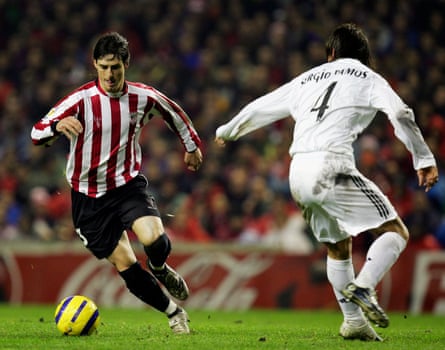 Aritz Aduriz dribbles past Real Madrid’s Sergio Ramos during their Copa Del Rey game in January 2006.