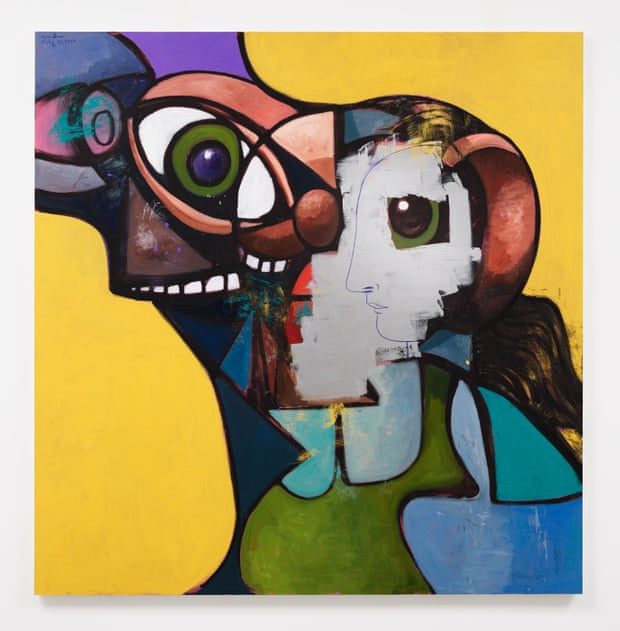 George Condo - Father and Daughter with Face Mask
