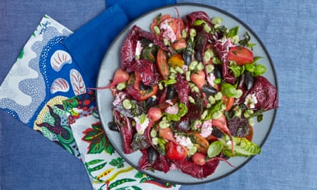 Skye Gyngell’s salad of beetroot, tomatoes, goat’s curd and radicchio