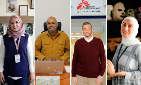 Da’ed Almneaid is a clinical psychologist, Hospital director Roshan Kumarasamy, Dr Rasheed Fakhri and Dr Samar Ismail MSF Amman, Jordan Xmas appeal for Tracy