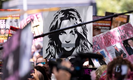 A #FreeBritney protest outside Spears’ conservatorship hearing in Los Angeles last month.