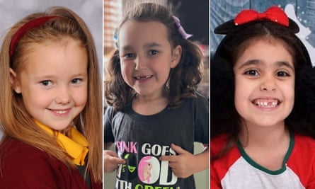 Left to right: Elsie Dot Stancombe, seven, Bebe King, six, and Alice da Silva Aguiar, nine.