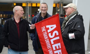 Aslef train drivers at a picket line at London Bridge station during a walkout late last year.