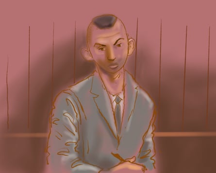 A court sketch of Beau Lamarre-Condon in the NSW supreme court.