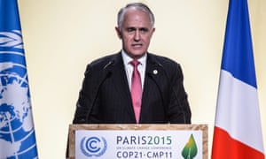 Malcolm Turnbull delivering a speech at the heads of states’ statements ceremony of the COP21 world climate change conference in Paris.