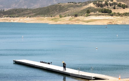 The Castaic Lake reservoir, part of the state water project, is currently at 52%. A water shortage emergency has been declared in southern California with water restrictions coming into force next month.