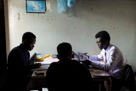 Three medical students study