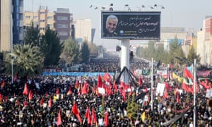 Kerman, İran'da Qassem Suleimani için bir cenaze alayı, Ocak 2020