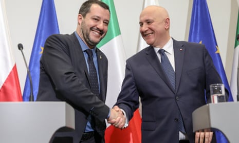 Italy’s deputy prime minister Matteo Salvini and Poland’s interior minister Joachim Brudzinski in Warsaw.