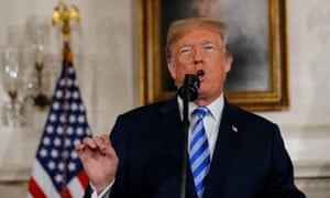 Donald Trump announces his intent to withdraw from the Iran nuclear agreement at the White House in Washington Tuesday.