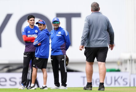 India head coach Gautam Gambhir (second left) and Oval head groundkeeper, Lee Fortis, were involved in a spat earlier this week over where the Indian players were training.