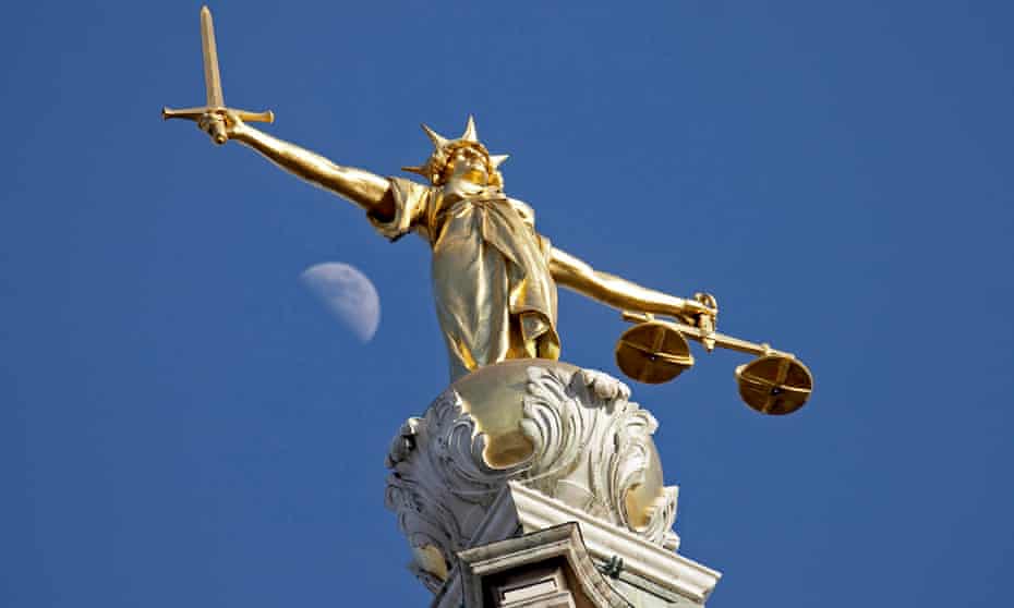 The statue of justice at the Old Bailey in London