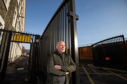 Rab McCallum at the newly reopened peace gates linking Flax Street to Crumlin Road.