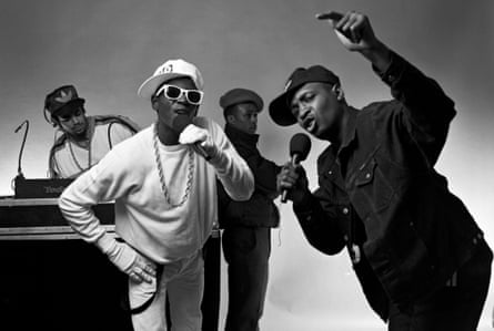 Public Enemy, from left to right: Terminator X, Flavor Flav, professor Griff and Chuck D.