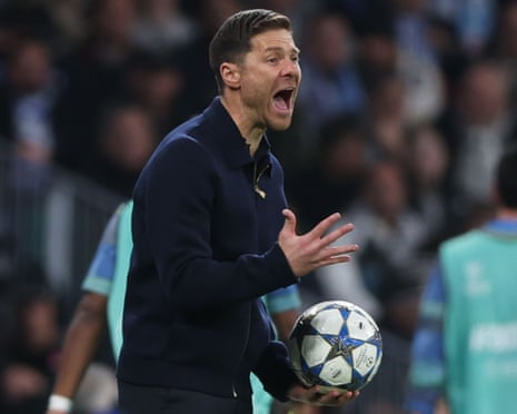 Xabi Alonso on the touchline as Real Madrid play Manchester City