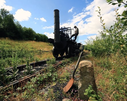 A replica of Locomotion No 1, the first steam-powered train to run on the Stockton and Darlington Railway.