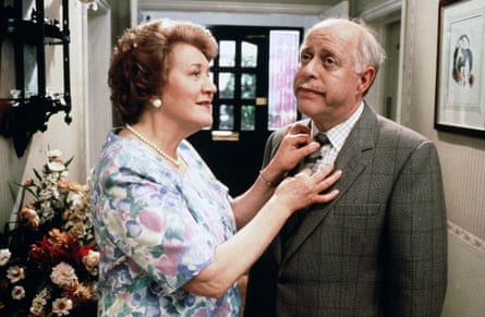 Patricia Routledge and Clive Swift in the BBC sitcom Keeping Up Appearances, directed by Harold Snoad.