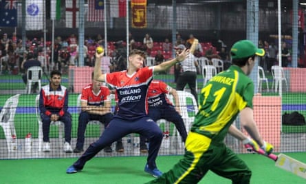 Action from the England v Australia 21 and under match at the Indoor Cricket World Cup 2017.