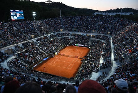 The Campo Centrale is packed for the return to action of Italy’s first world No 1 singles player, Jannik Sinner.