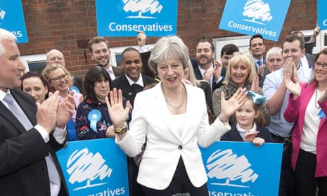  Theresa May meets party supporters in Dudley, which was held by the Tories.