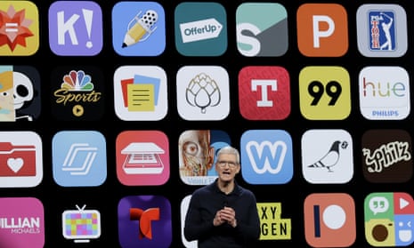 Tim Cook at the Apple Worldwide Developers Conference in 2018.