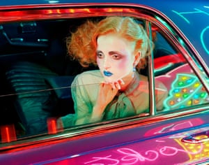 Night Car #3, 2015The technicolor dream-like worlds he constructs are vibrant, fragmented narratives that defy expectations.