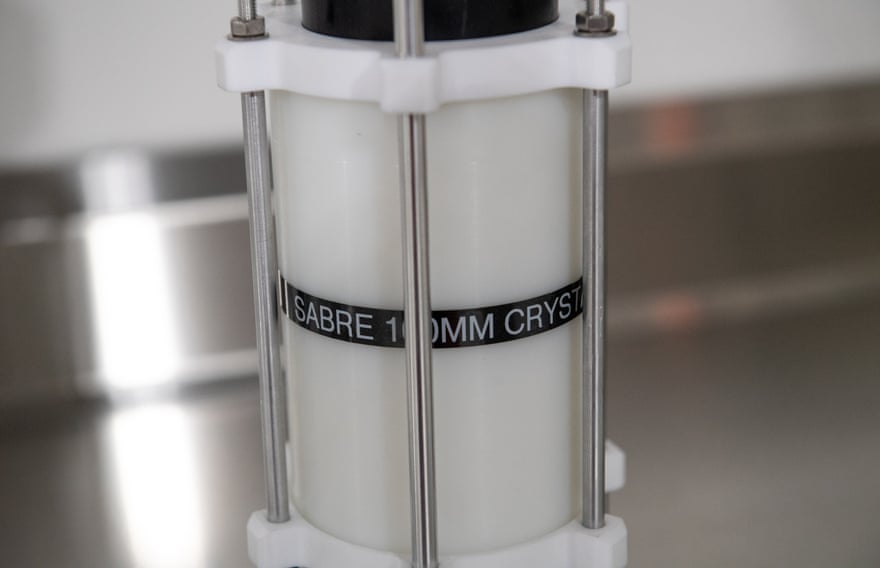 A mock-up of a Sabre (a sodium iodide core that will detect dark matter)