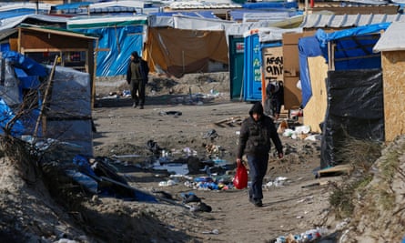 Makeshift shelters in the northern area of the refugee camp in Calais